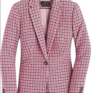 Pink and Brown Houndstooth J.Crew Blazer